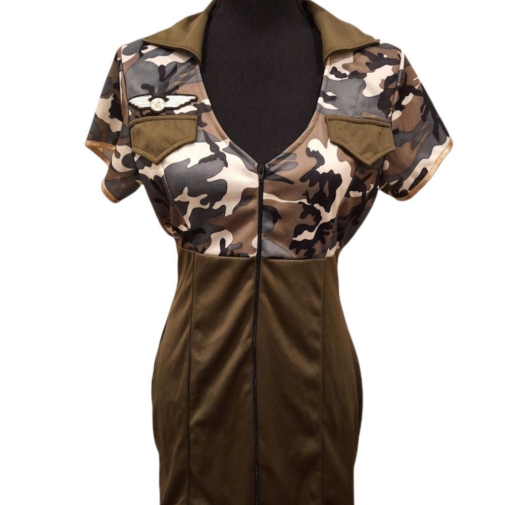 Army Girl Halloween Costume Mini Camo Dress- Size Small